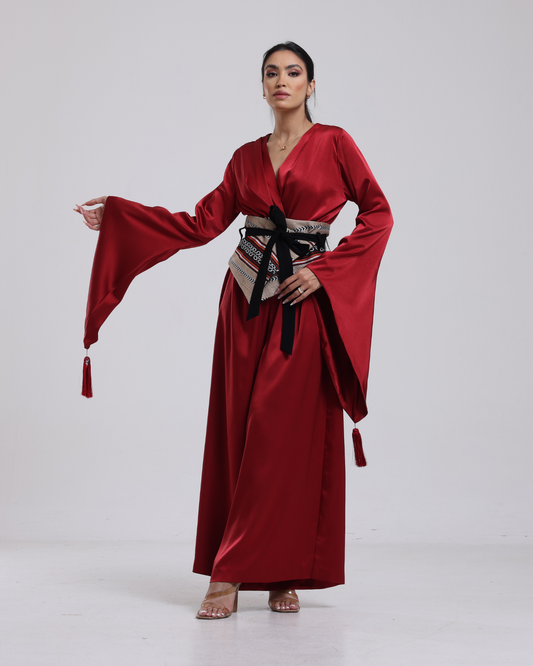 DALSH DESIGNS - Wide-Leg Jumpsuit with Sadu Wrap Belt