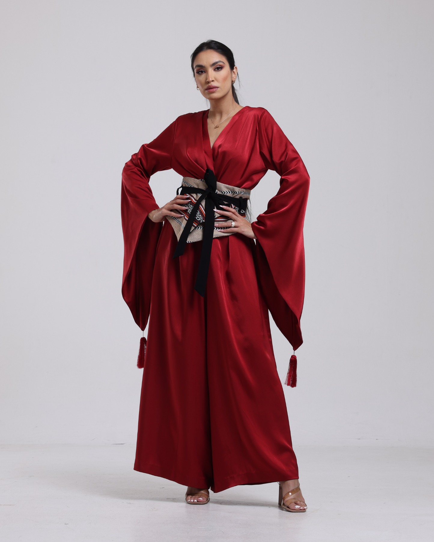 DALSH DESIGNS - Wide-Leg Jumpsuit with Sadu Wrap Belt