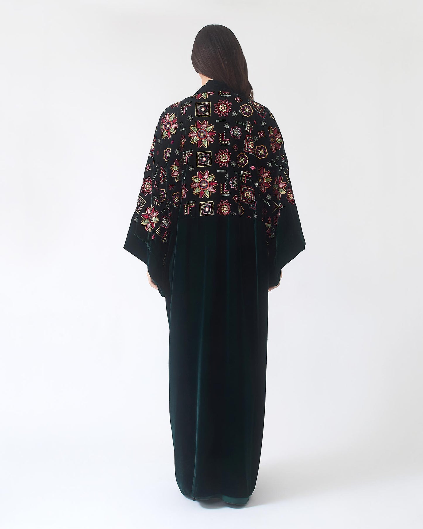 Dark Green Embroidered Sleeves Abaya from Yarakech
