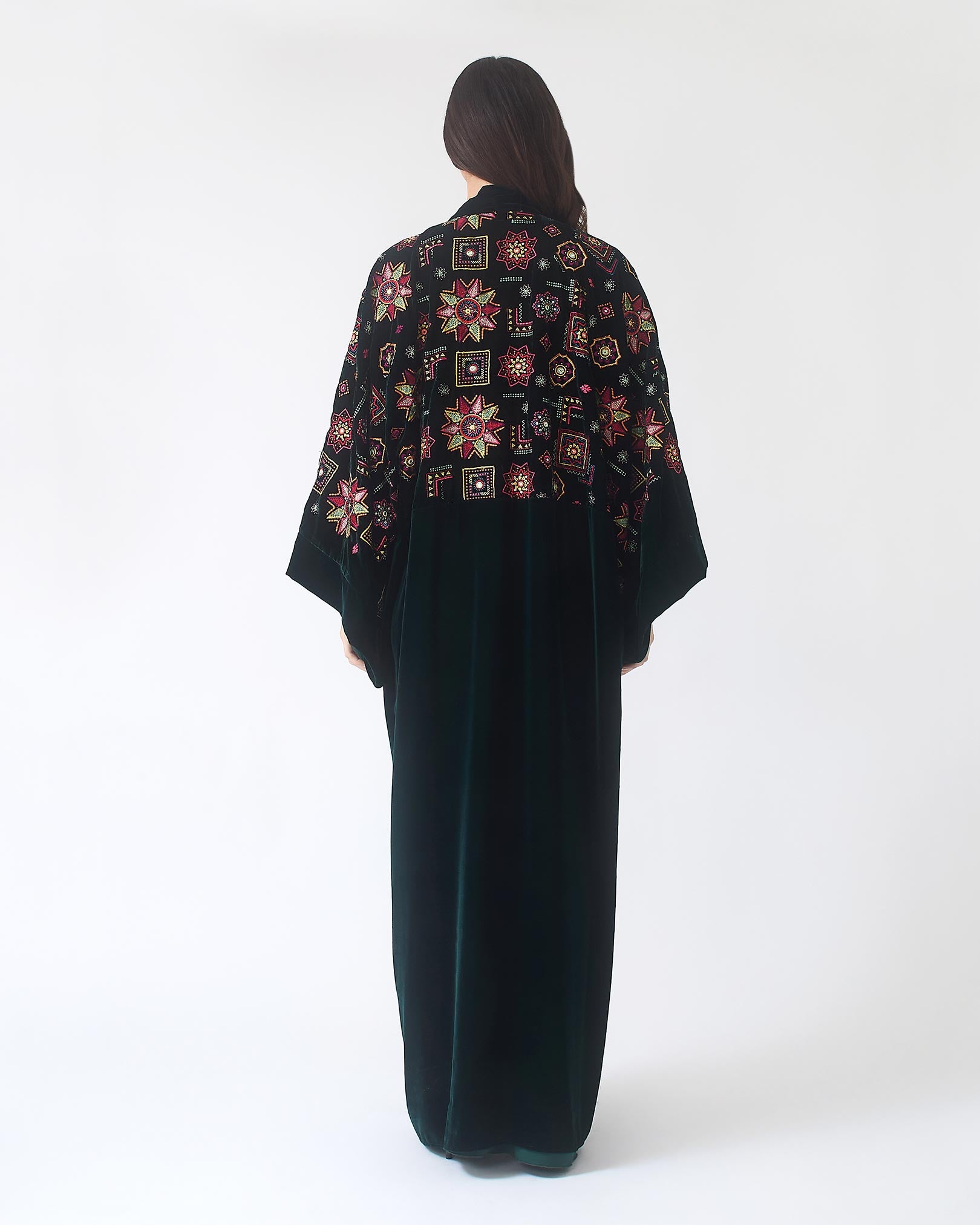 Dark Green Embroidered Sleeves Abaya from Yarakech