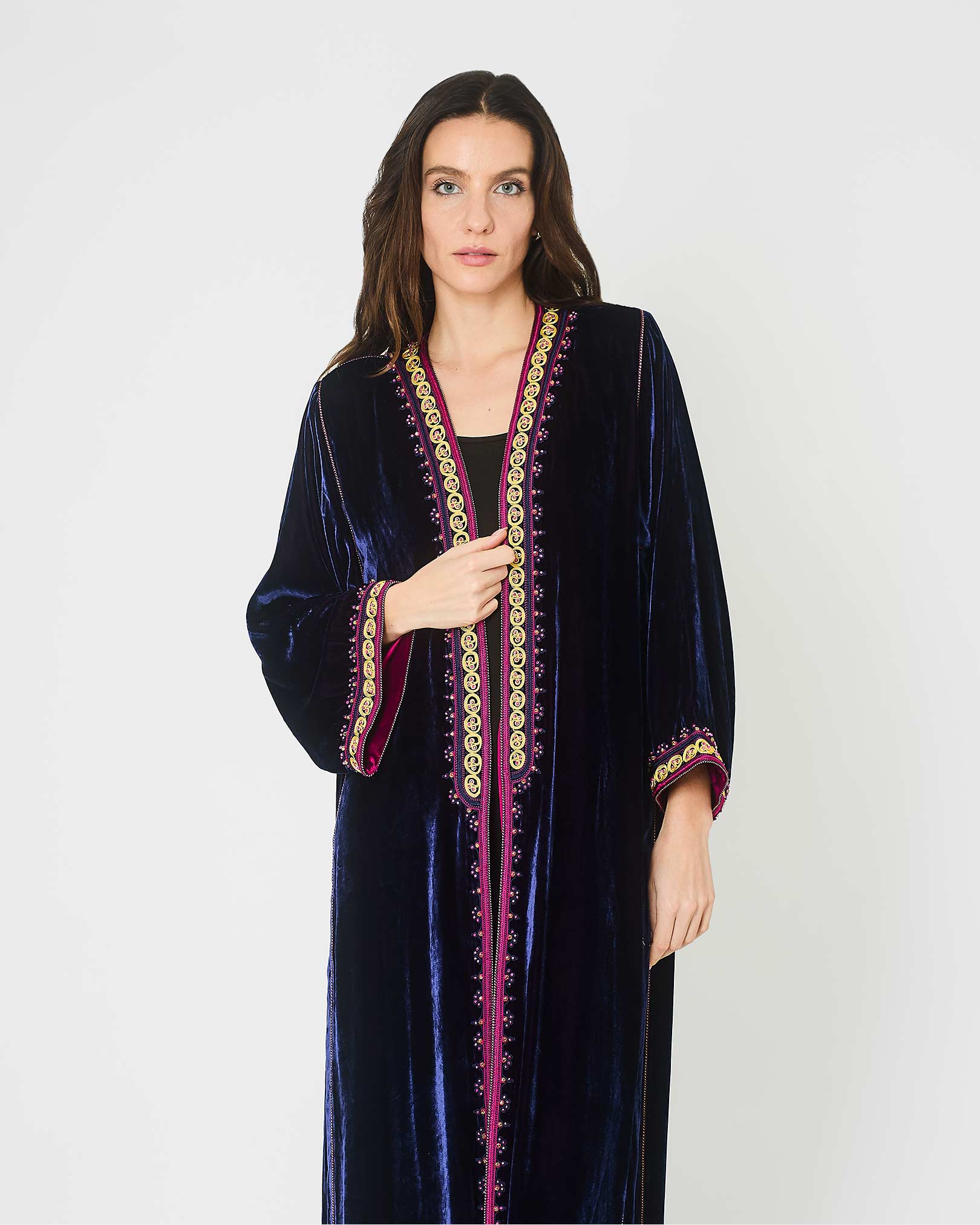 Deep Purple Embroidered Abaya Yarakech