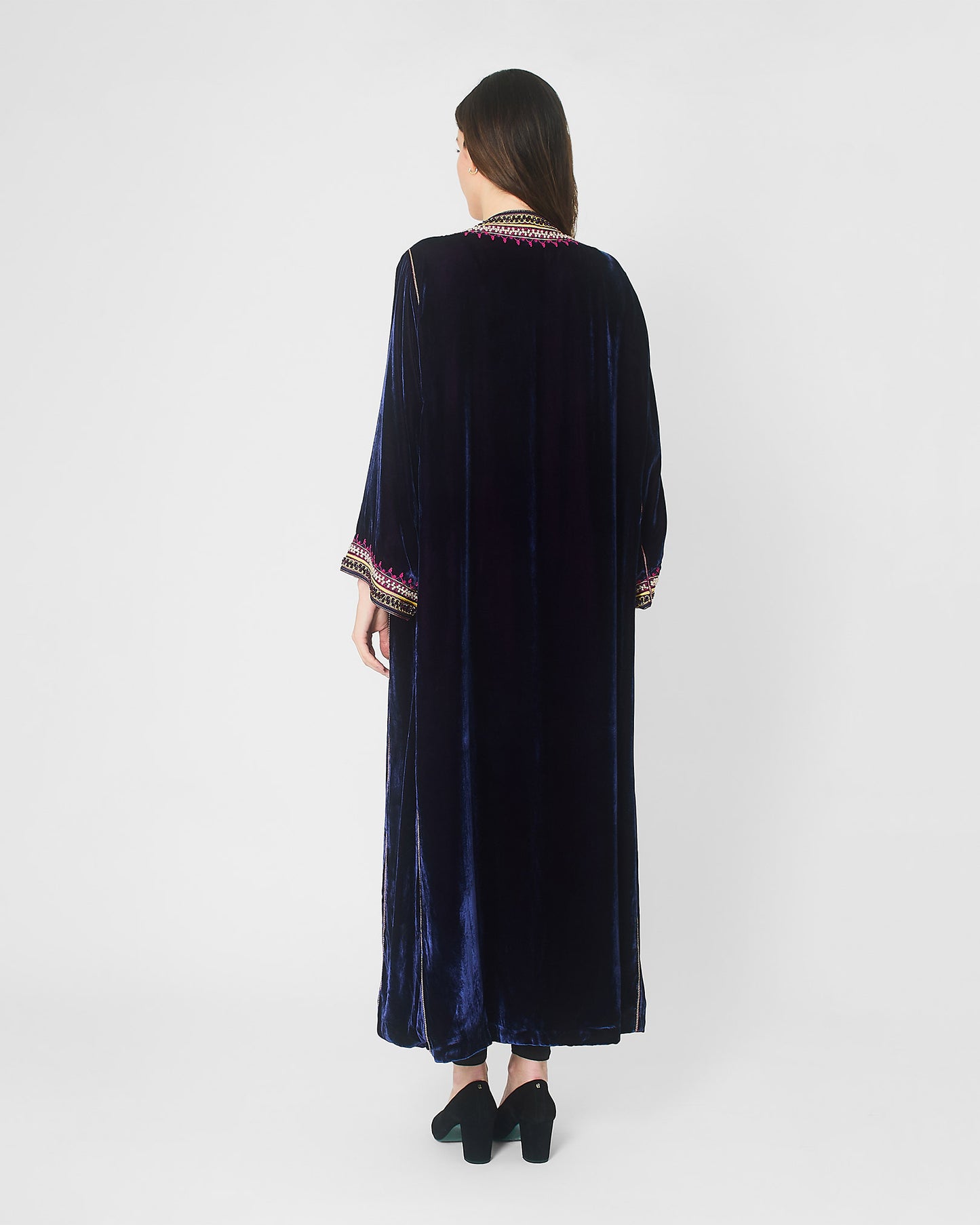 Yarakech -  Deep Purple Embroidered Velvet Abaya