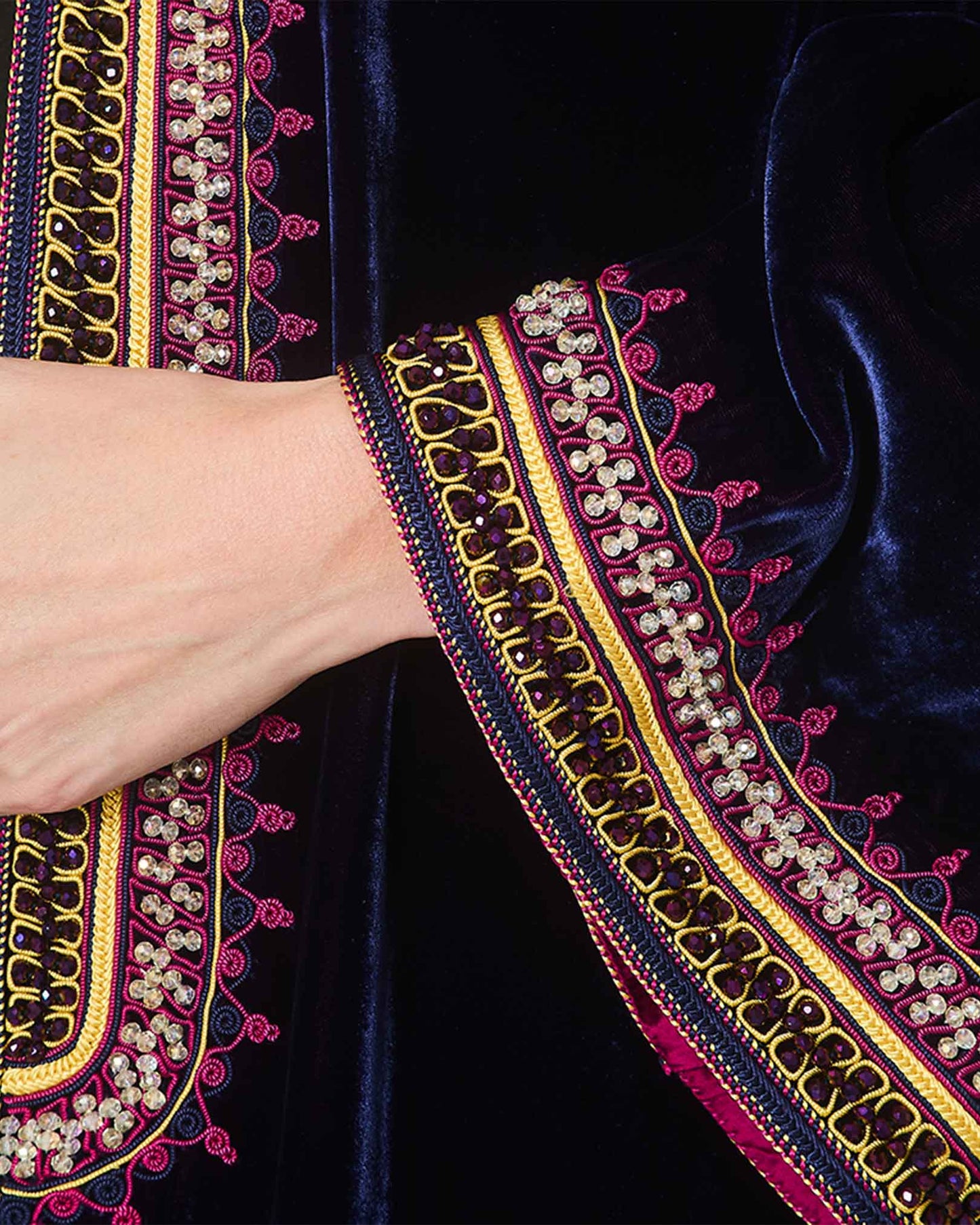 Yarakech -  Deep Purple Embroidered Velvet Abaya