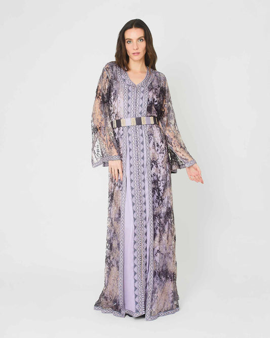 Yarakech Lavender Lace Two-Piece Kaftan