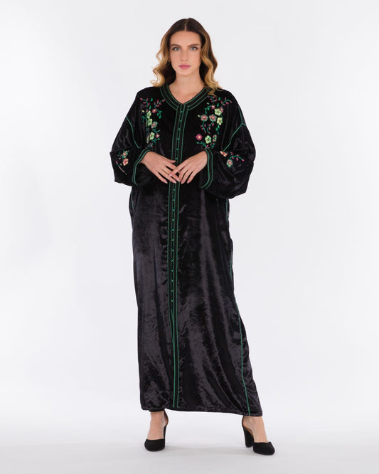 YARAKECH - Embroidered Black Moroccan Kaftan