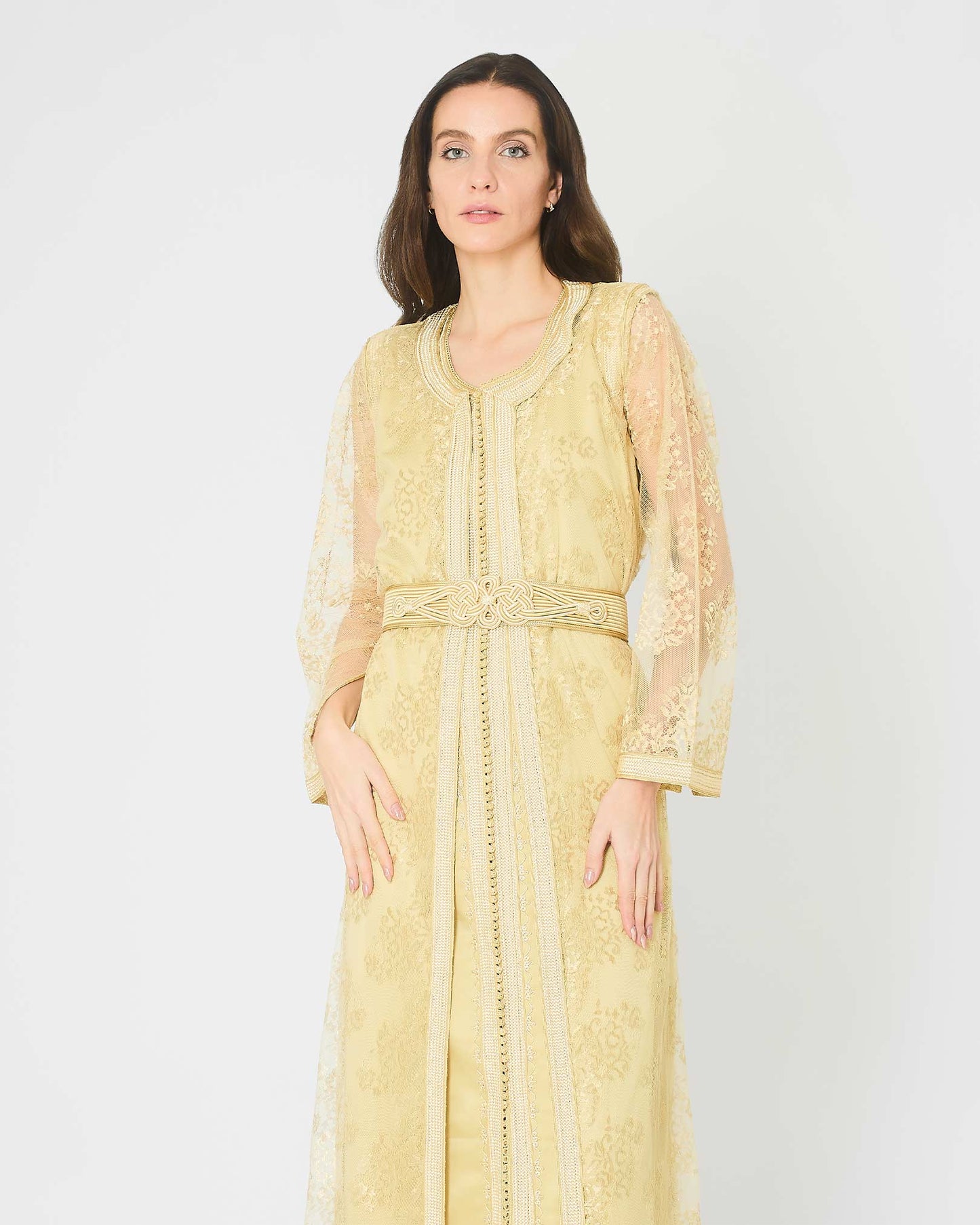 Yarakech - Golden Lace Two-Piece Kaftan