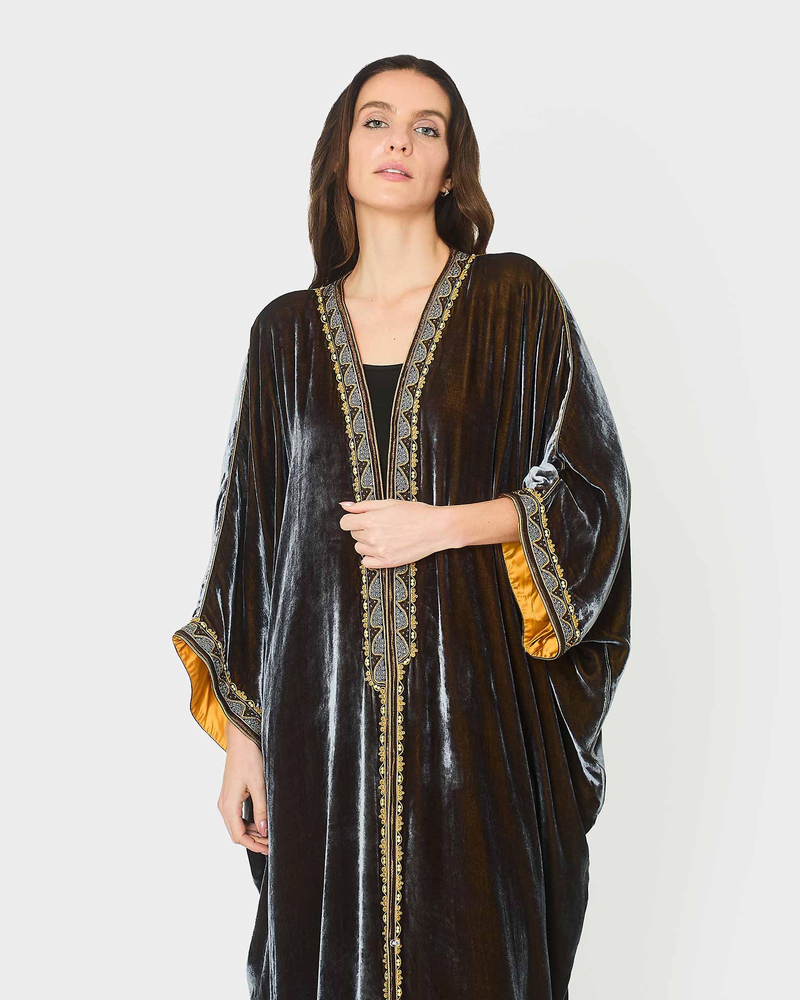 Grey Velvet Abaya Yarakech