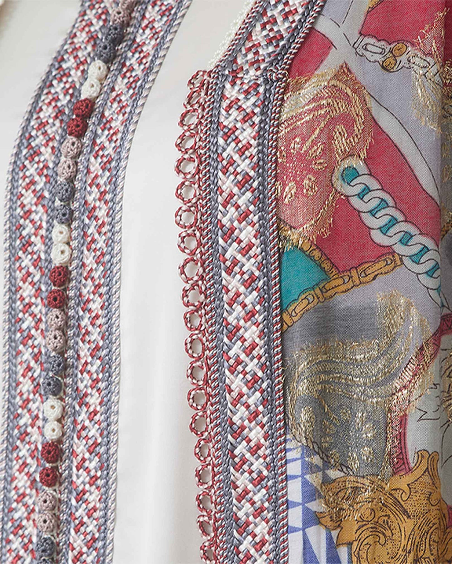 YARAKECH - Two-Piece Moroccan Kaftan with Metallic Printed Overlay