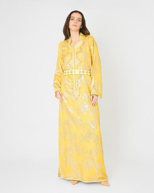 Yarakech - Gold Brocade Two-Piece Kaftan