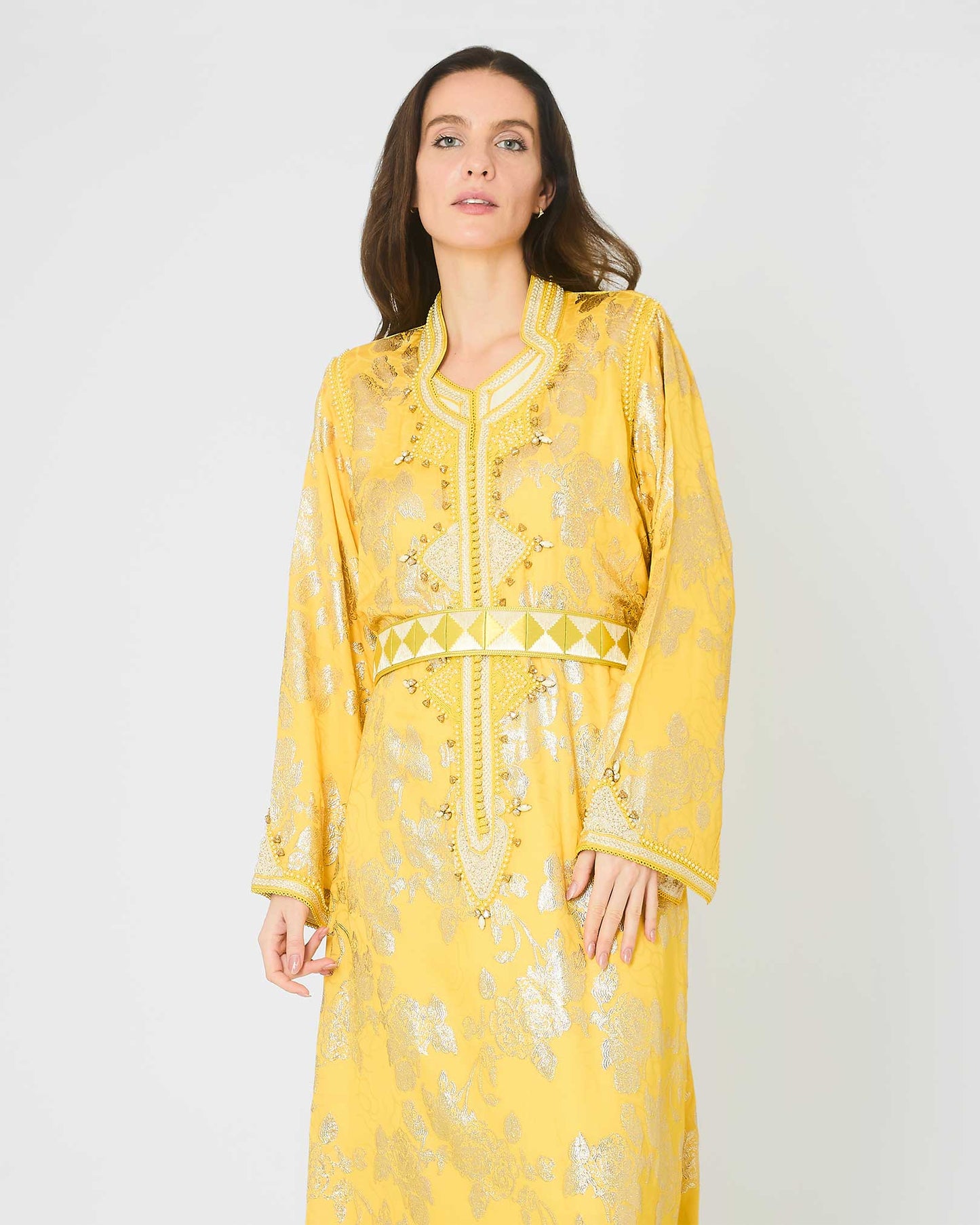 Yarakech - Gold Brocade Two-Piece Kaftan