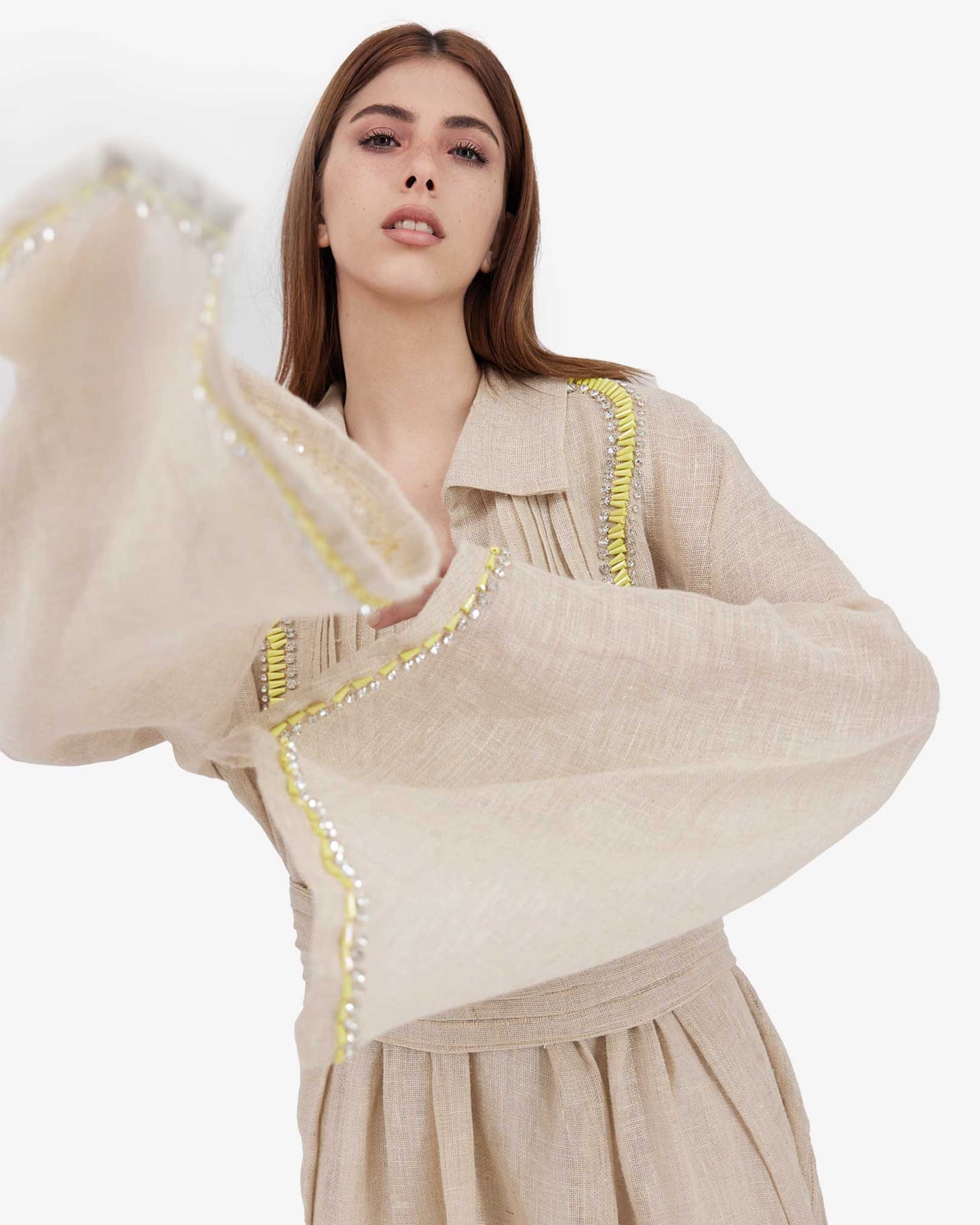 YMZ Cairo - La Raffia Preziosa Belted Dress