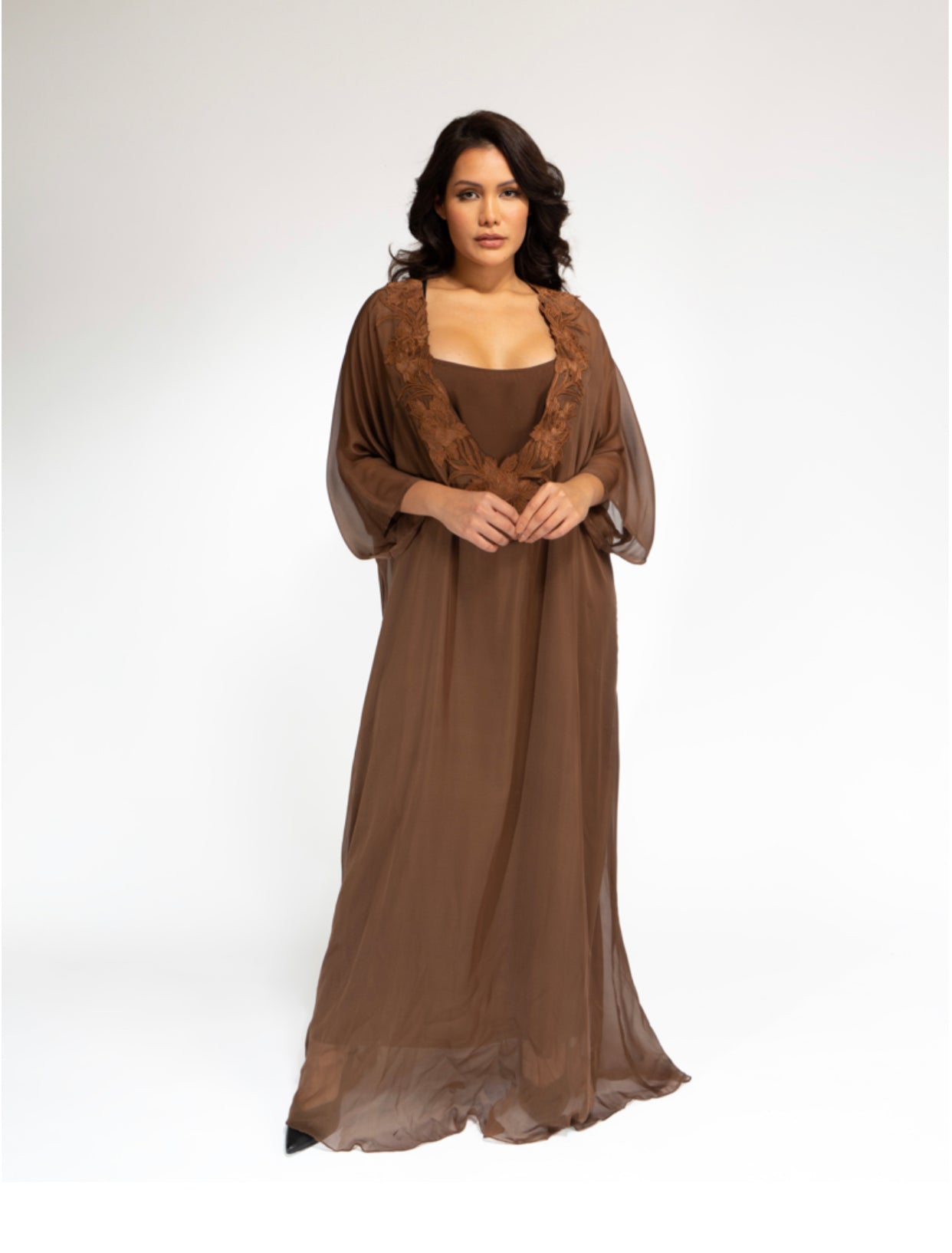 NOBLESSE - Silk Chiffon Embroidered Kaftan